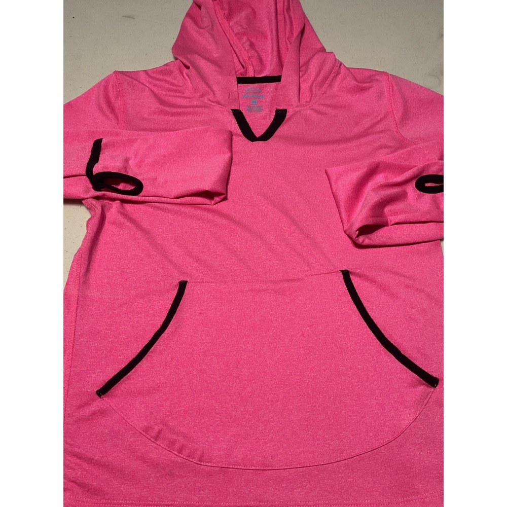 IKONIK Pink V Neck Long Sleeve Hoodie Thumbholes Kangaroo Pocket Activewear M
